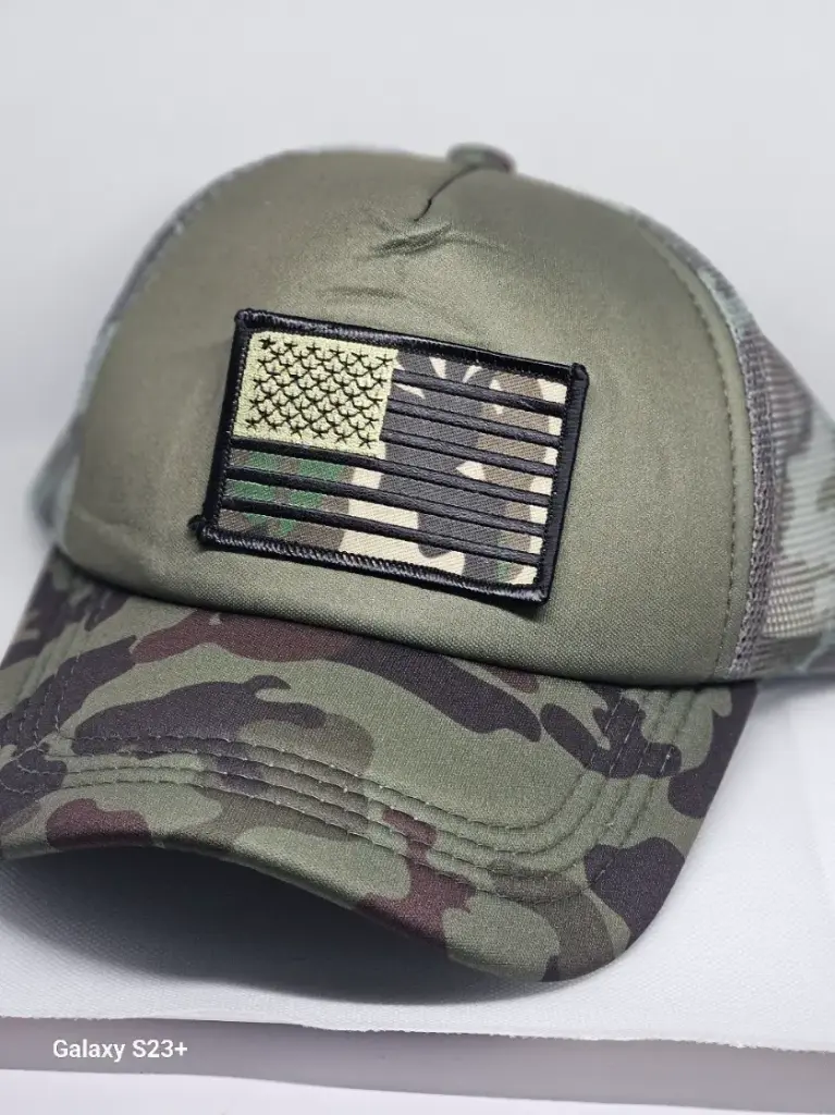 Redink & Co.-Green Camo Trucker Hat Camo Flag patch