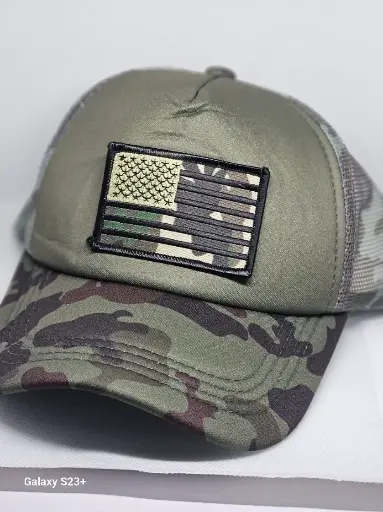 Redink & Co.-Green Camo Trucker Hat Camo Flag patch